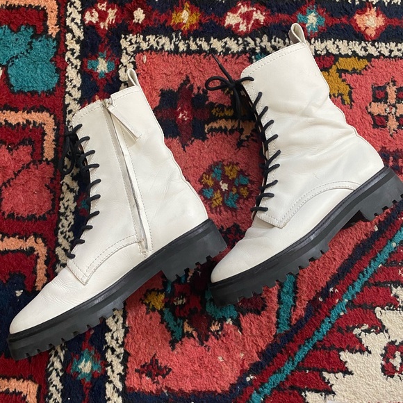 Reformation White Katya Combat Boot Size 7 - Picture 2 of 5